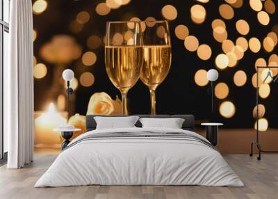 two glasses of champagne Wall mural