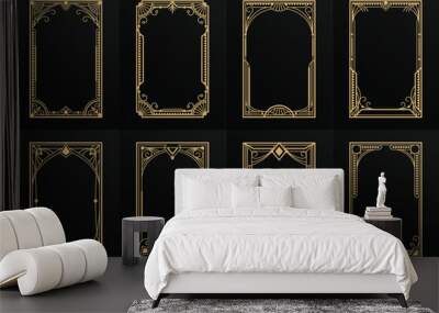 Golden art deco frames modern gold elegant vector Wall mural