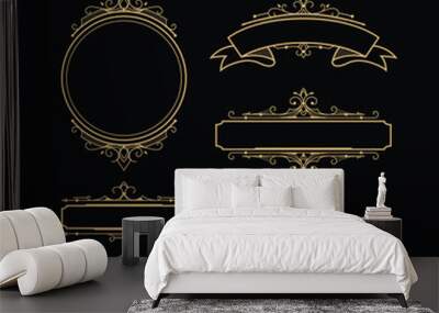 Golden vintage frames modern gold elegant vector Wall mural