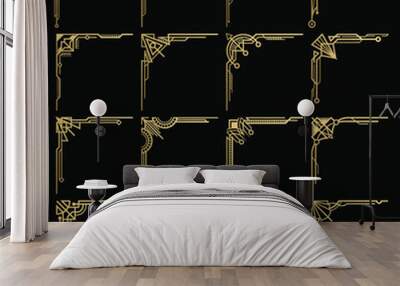 Vintage classic corner ornament set template gold vector Wall mural