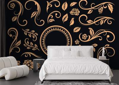 Vintage gold beautiful decorative element vector Wall mural