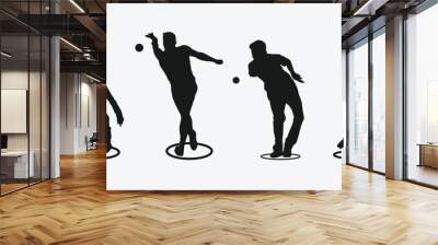 Petanque set silhouettes vector illustration. Wall mural