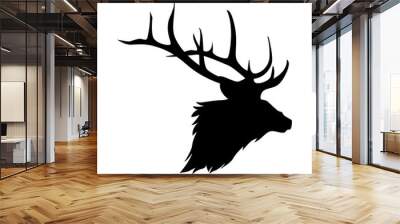 silhouette of elk head. deer, moose. animal, wild, hunting concept. suitable for poster, sticker, print, web, and more. vector illustration. Wall mural