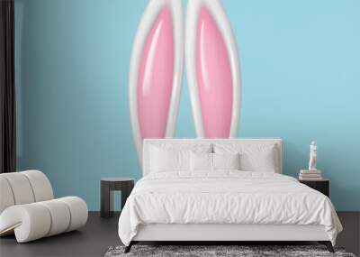 3d Easter bunny ears isolated. Realistic hare ears collection. Wall mural