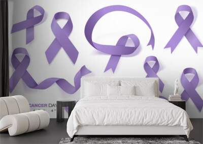 World Cancer Day concept. Lavender Ribbon. Vector Illustration. Wall mural