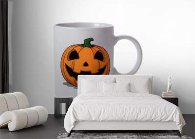 halloween mug with pumpkin design isolated on white background Wall mural