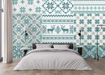 Set of traditional Christmas patterns Wall mural