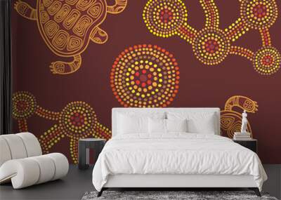 vector background aboriginal style design with turtles Wall mural