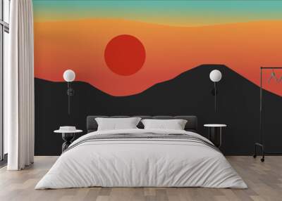 nature sunset landscape vector Ideal for wallpaper, background, interior paintings, posters, covers or banners Wall mural