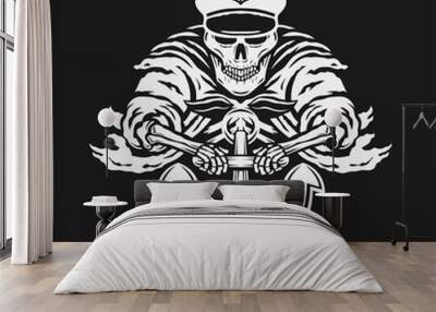 vintage sailor skull with anchor illustration Wall mural