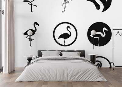 Flamingo icon, minimalistic vector illustration, symbol of bird Wall mural