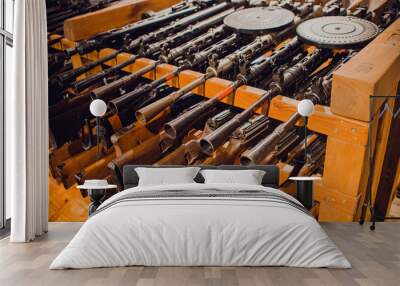 close up on old vintage  assault rifles Wall mural