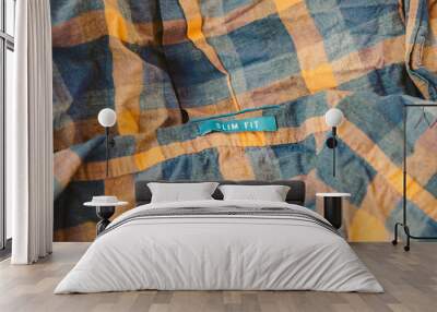 slim fit tag on t-shirt fabric material Wall mural