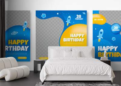 Gradient style happy birthday social media post Wall mural