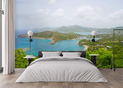 Antigua. Caribbean Islands. Panoramic view on British harbour and Free man's bay. Wall mural