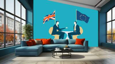 Brexit negotiation. Two business people on the meeting Wall mural