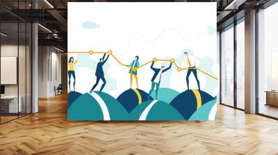 Business people, creative team holding and caring growth arrow as symbol of success, support and development. Business concept illustration Wall mural