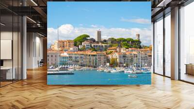 Cannes, ITALY. Le Vieux Port of Cannes. Harbour and old city at the French Riviera, home for the Cannes Film Festival Wall mural