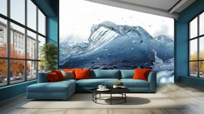 Clean water wave at white background and copy space Wall mural