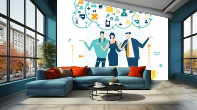 Group of young professional people  doubting, thinking, looking for the right solution concept. Collection of business people in action. Wall mural