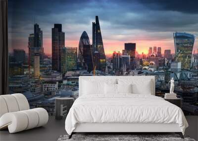 LONDON, UK - JANUARY 27, 2015: London's panorama in sun set.  Wall mural