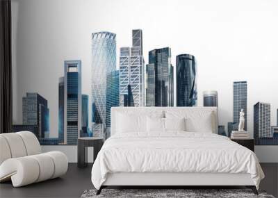 Modern City illustration with modern skyscrapers. Success in business, international corporations, Skyscrapers, banks and office buildings. Wall mural