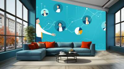 People on conference call, online business communication.  Wall mural