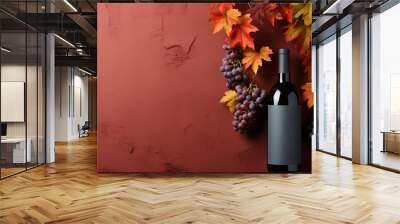 Red Wine bottle on background. Product packaging brand design. Mock up with space for text and design. Wall mural