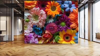 Composition of colourful blooms,generative ai,  Wall mural