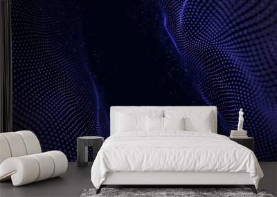 Abstract two side wave texture or background. The futuristic network structure with DNA effect. Big data visualization. 3D rendering. Wall mural