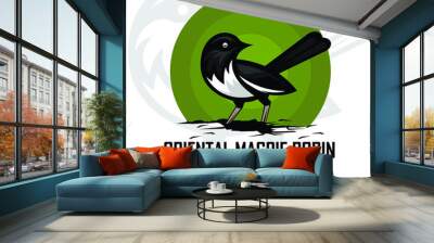 ORIENTAL MAGPIE ROBIN ILLUSTRATION Wall mural