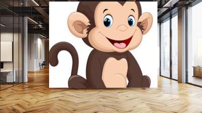 Cute monkey cartoon Wall mural