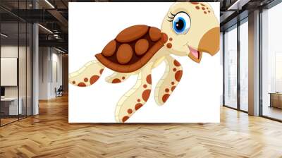 Vector illustration of cute turtle cartoon isolated on white background Wall mural