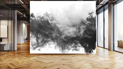 Abstract smoky black and gray cloud on transparent PNG. Wall mural