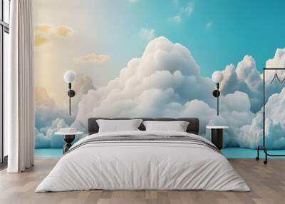 Soft cloud contrasting with vibrant blue sky for nature visuals. Wall mural