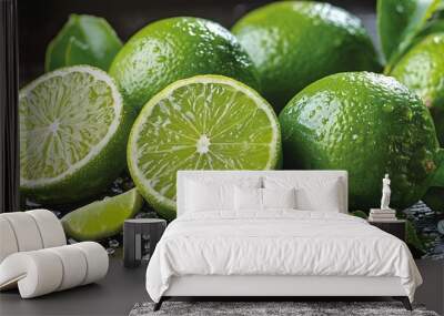 A vibrant pile of exotic, vitamin-rich lime halves awaits, evoking freshness and health. Wall mural