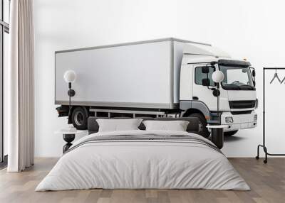 A white truck symbolizing transportation and delivery services in the logistics and shipping industry. Wall mural