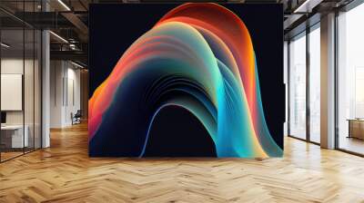 Abstract art of 3d curved lines background  forming surreal shape  made with Generative AI Wall mural