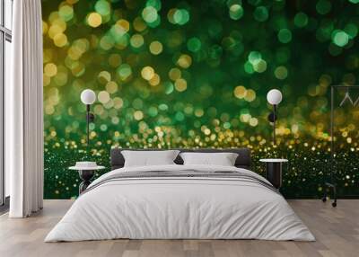 abstract gold coin and green glitter Saint patricks background with bokeh Wall mural