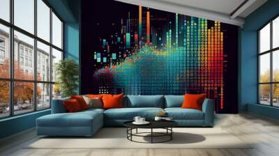 Abstract graph visualization of the financial data and stock markets concept made with generative AI Wall mural