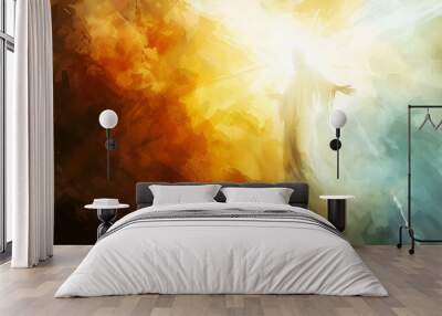 Abstract illustration of the Resurrection of Jesus. Copy space Wall mural