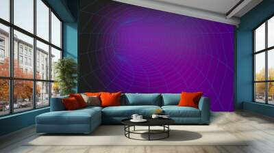 Abstract illustration. 3D corridor mesh. Frame tunnel. Wall mural