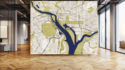 Abstract vector map of the city of Washington D.C., USA. Wall mural