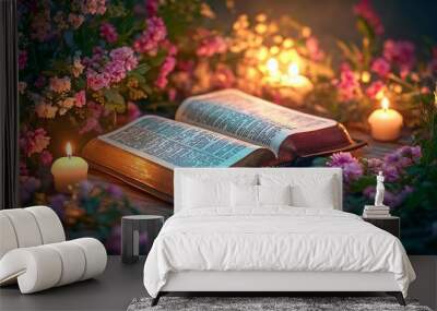 All Saints' Day concept with Bible Wall mural