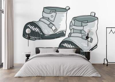 Astronaut boot's. Vector illustration. Wall mural