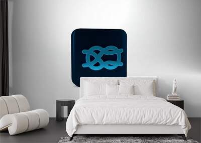 Blue Nautical rope knots icon isolated on grey background. Rope tied in a knot. Blue square button. 3d illustration 3D render Wall mural