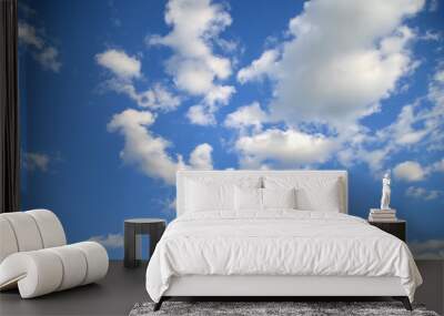 Blue sky with white clouds. Sky texture/ background. Nature patern Wall mural