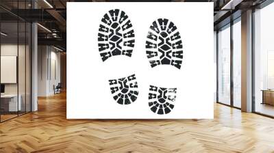 Bootprints isolated on white. Grunge effect. Vector illustration. Wall mural