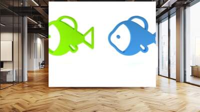 Colorful Fish icon isolated on white background. Minimalism concept. 3D render illustration Wall mural