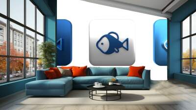 Colorful Fish icon isolated on white background. Square button. 3D render illustration Wall mural